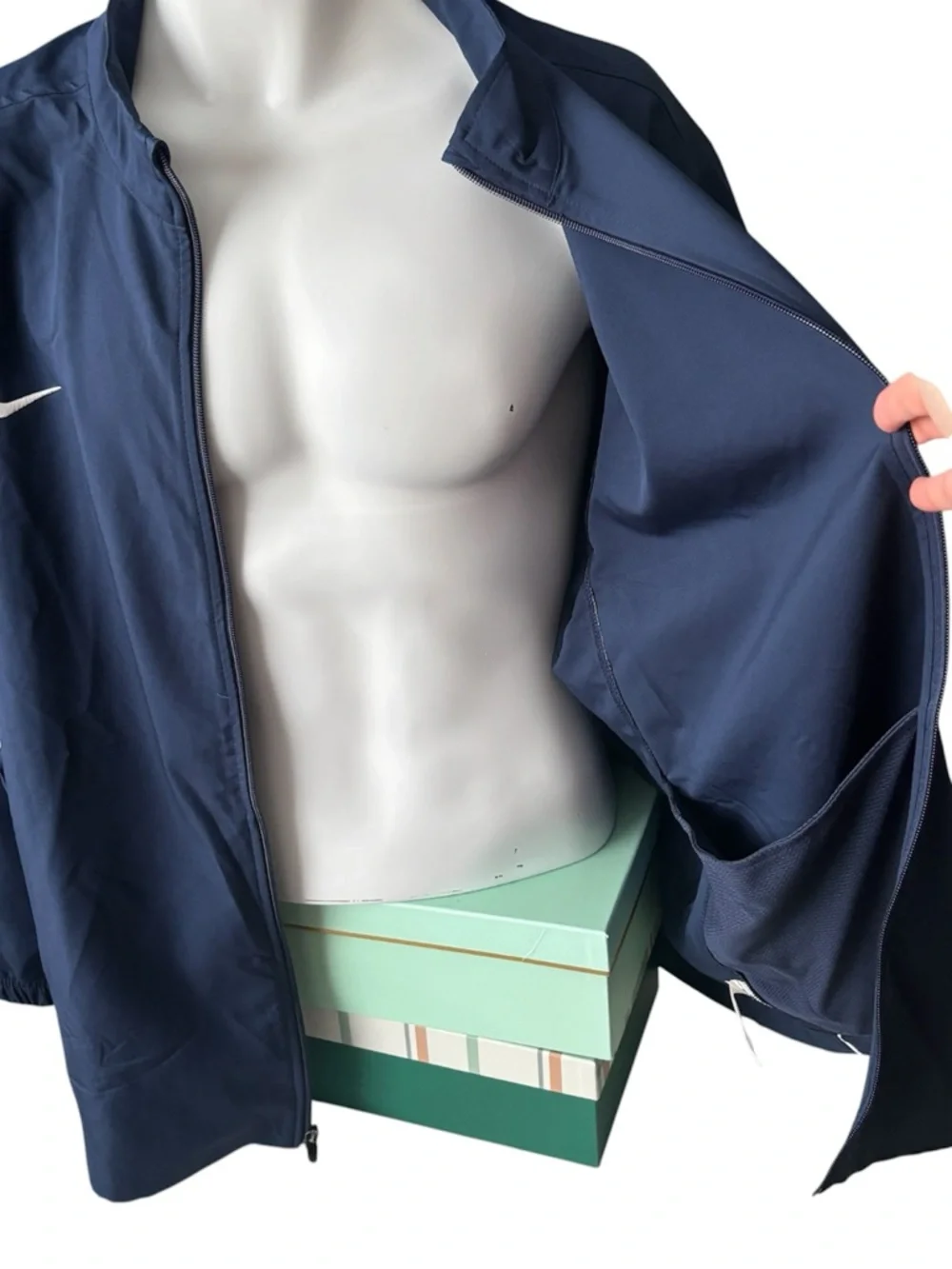 Nike Dri-FIT Full Zip Windbreaker Jacket Navy Blue XXL Warm Up Track Coat - Picture 7 of 10